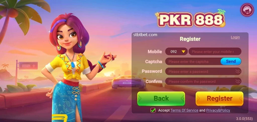 pkr 888 game register